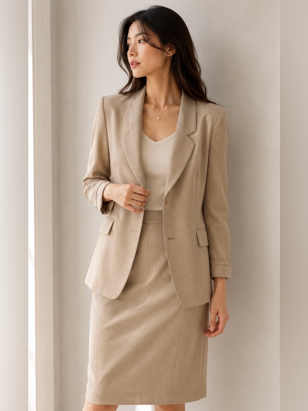 Escada Taupe Beige Tailored Blazer Jacket